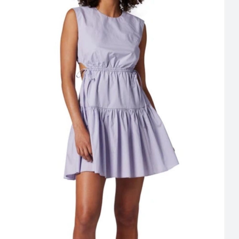 Joie Bea Cutout Tiered Cotton Sleeveless Mini Dress Purple| XL